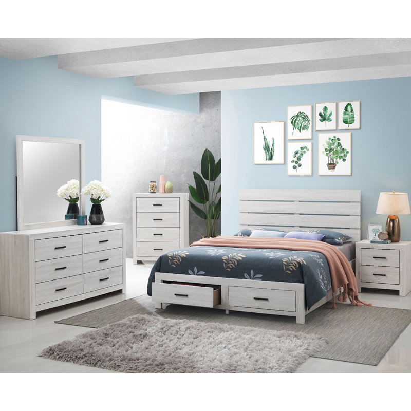 Table de chevet 2 tiroirs Coastal White, Blanc