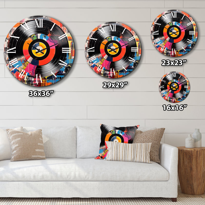 Horloge murale - Vinyle rétro coloré III, Petit