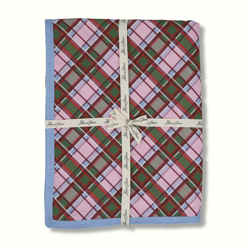 Holiday Plaid Tablecloth, Plaid, Green/Pink