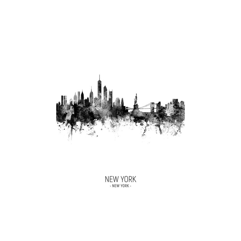 New York Skyline Portrait Black And White by Michael Tompsett - Wrapped Canvas Print, 20.32 cm H x 30.48 cm W