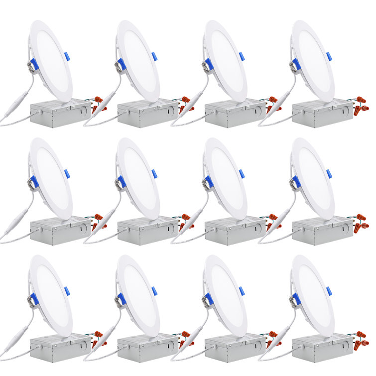Commercial Grade 6" LED Recessed Ceiling Lights with J-Box, Dimmable Downlight
