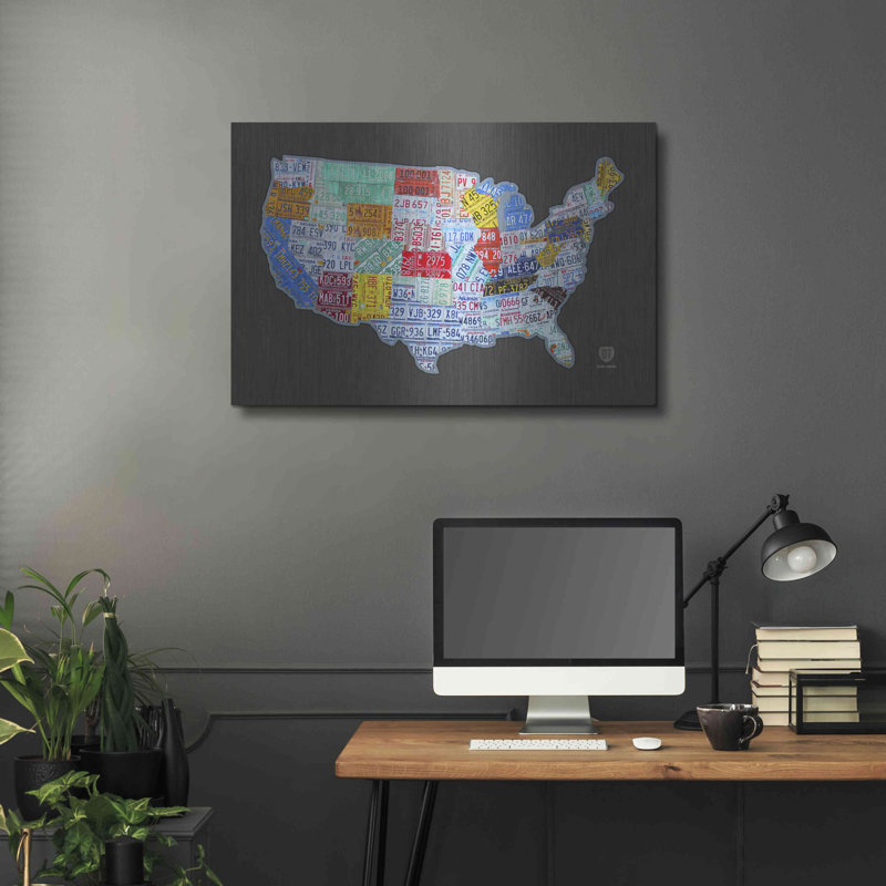 «Massive Usa Licence Plate Map» par Design Turnpike, H 24 po x l 36 po