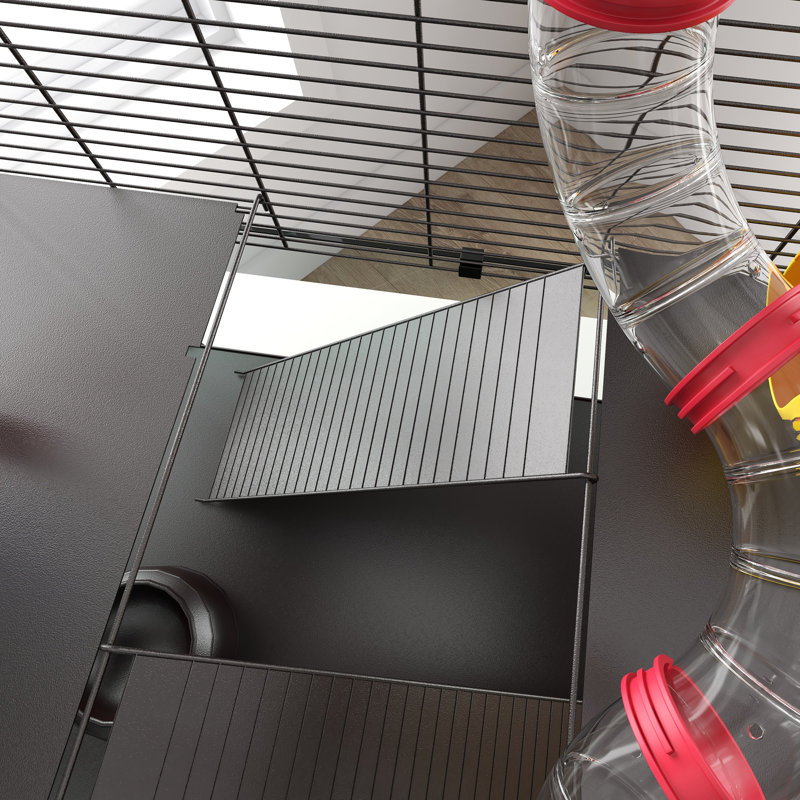 Cage à hamster avec fond en verre profond, système de tube tunnel