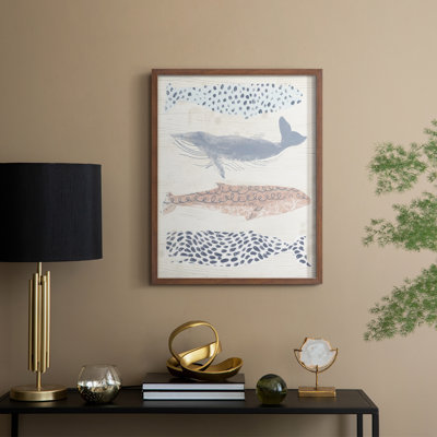 Reproduction encadrée à motif de baleine à motif II - Bois massif