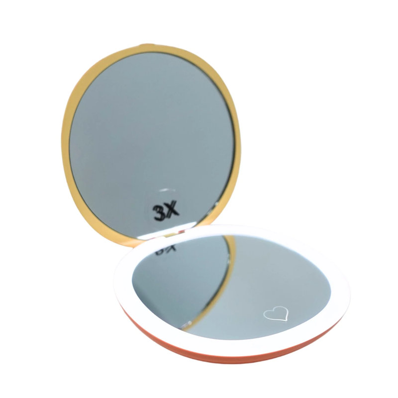 Impressions Vanity Care Bears Funshine's Day Out Miroir compact pour sac à main, miroir de voyage éclairé avec grossissement 3X, œuvres d'art imprimées, luminosité réglable et capteur tactile