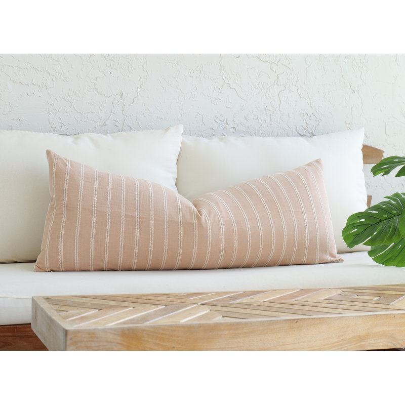 Thai PInkBeige Lumbar, Pink/Beige, Rectangle 12"H x 22"W