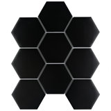 Metro Super 4" Hex Matte Black 10" x 11-1/2" Porcelain Mosaic Tile