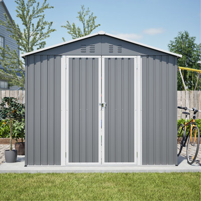 Remise de rangement extérieure 8 X 12 pi - idéale pour la pelouse de jardin, un grand outil en métal avec cadre en aluminium, des portes verrouillables et un double assemblage rapide pour la cour, le jardin, le patio