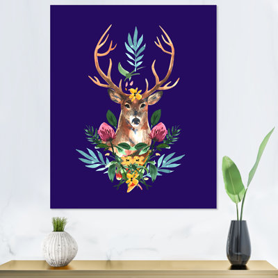 «Cute Christmas Deer Portrait», reproduction sur toile