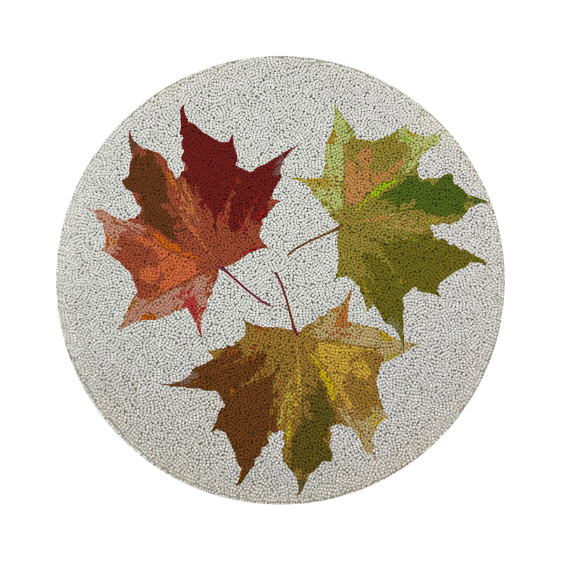 Autumn Leaves Vegan Leather Round Pebble Placemat