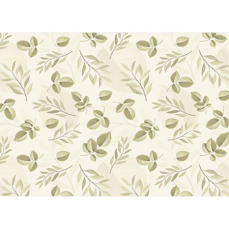 Élégant motif de feuillage vert subtil, L 120 po x l 168 po