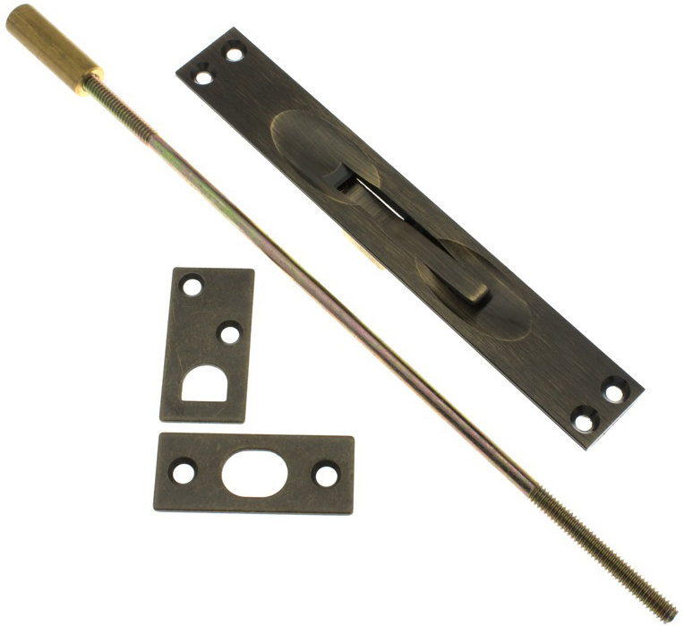 Solid Brass Extension Flush Bolt, Antique Brass