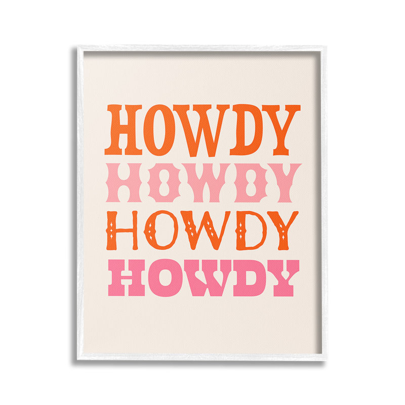Howdy Country Typographie, estampe numérique encadrée par Victoria Barnes, Giclée encadrée blanc bord de mer