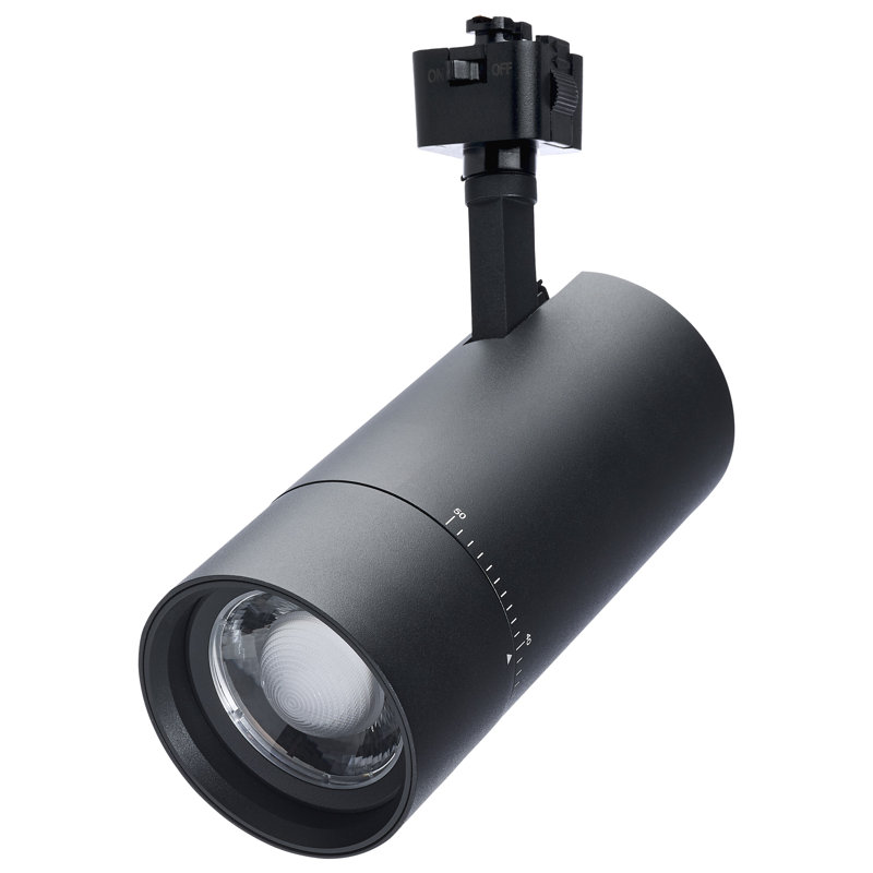 Tête de rail à DEL 30 watts J-Style 20 à 50 degrés Faisceau réglable sélectionnable, Noir mat