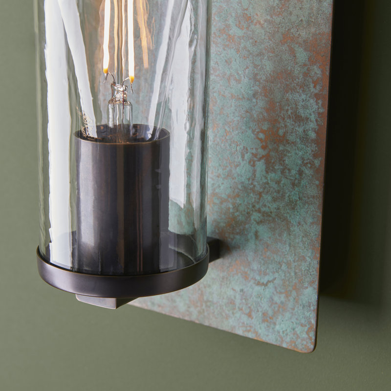 Alzahraa Steel Flush Mounted Sconce, Verdigris Bronze Plate