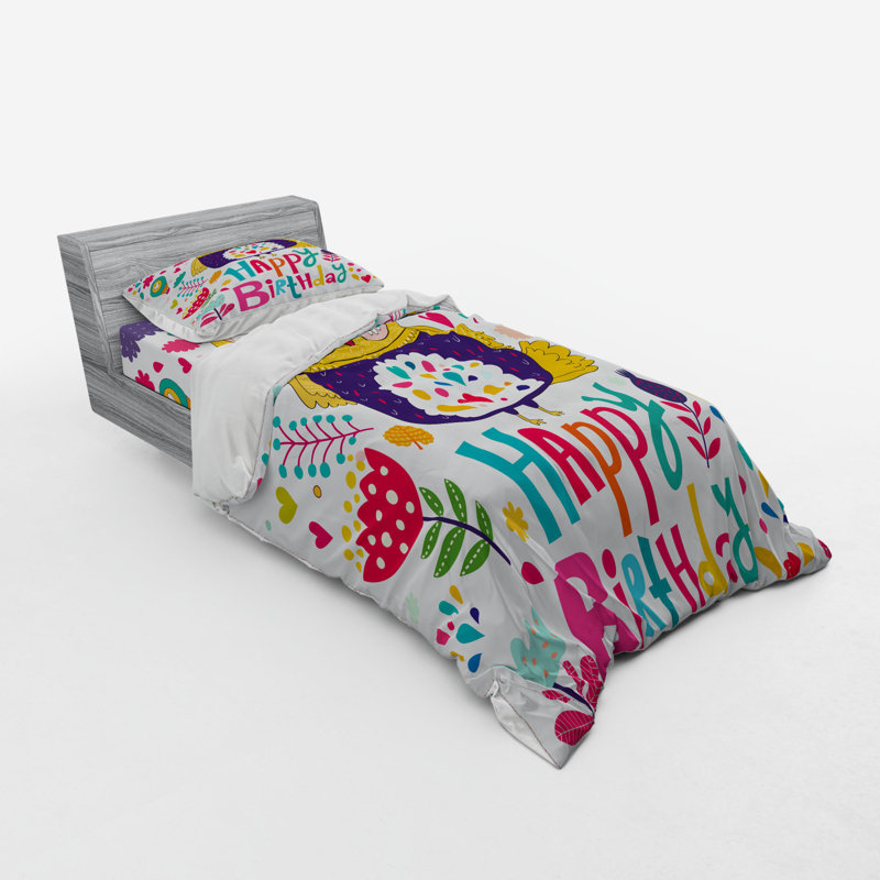 Ensemble de housse de couette en microfibre multicolore, Housse de couette simple TG + 2 articles suppléme