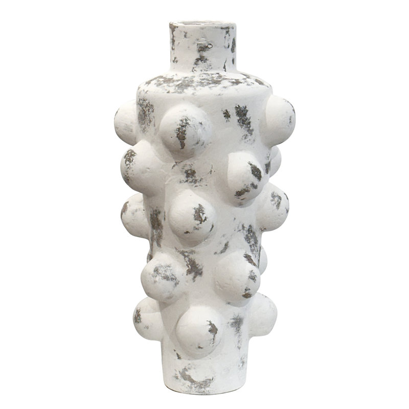 Vase Holzer - Finition blanc vieilli sur céramique, H 28 po x l 13 po x P 13 po
