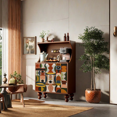 Art abstract pattern multi-purpose accent cabinet