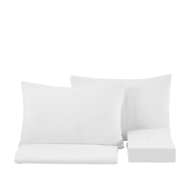 Ensemble de draps 4 pièces, Blanc, Grand lit