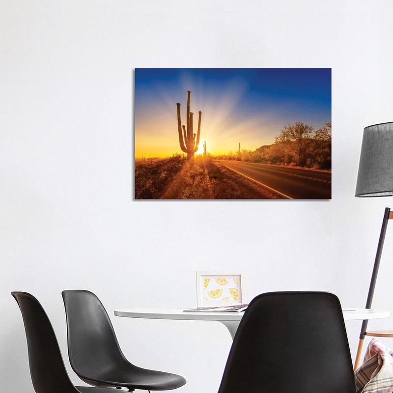 Saguaro National Park Setting Sun by Melanie Viola - Wrapped Canvas Print, 101.6 cm H x 66.04 cm W x 1.91 cm D