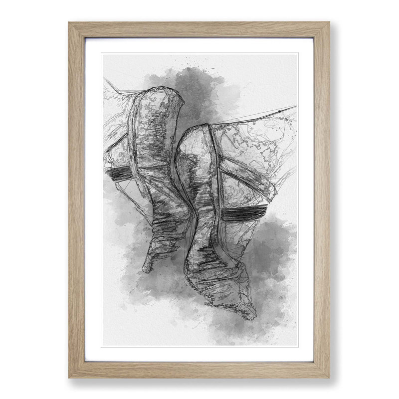 The Feet of a Ballet Dancer in Abstract - Picture Frame Graphic Art Print, Oak Framed, 65cm H x 48cm W x 2cm D