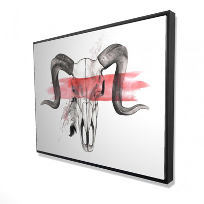 Aries Skull With Feather Print On Canvas