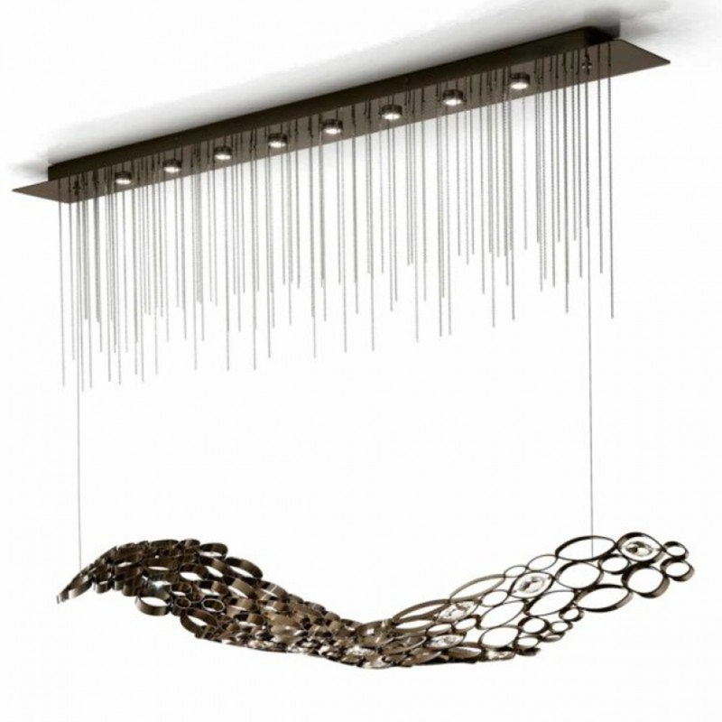 Lustre suspendu Light, Noir / or, Transparent, 56" Length x 15” Width  x 60” Height