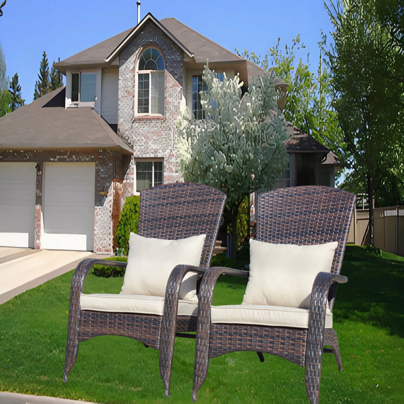 Chaise de patio avec coussins (coussin beige)
