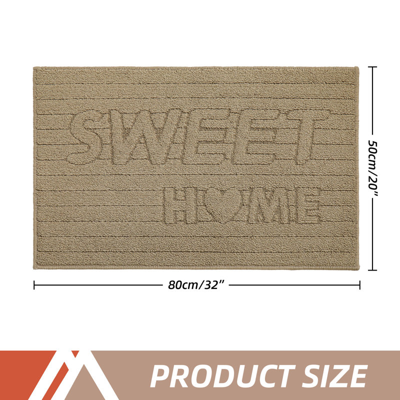Tapis d'intérieur antidérapant lavable à la machine, L 20 po x L 32 po, Beige