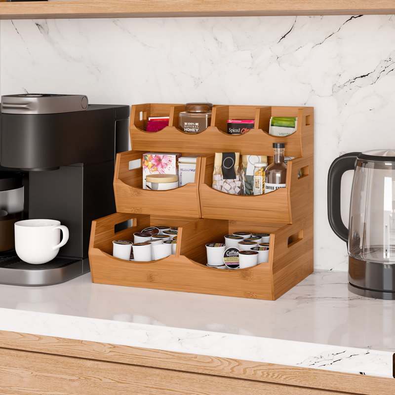 Natural Bamboo Stackable Bin Organizer Set with MDF Base