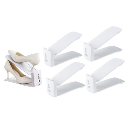 Shoe Slots Organizer, 4Pack Adjustable Shoe Rack Stacker Storage Space Saver, Double Deck Shoe Rack Holder for Closet Organization