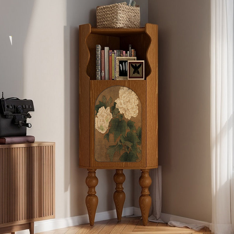 Bibliothèque de coin rétro de style français, Brun