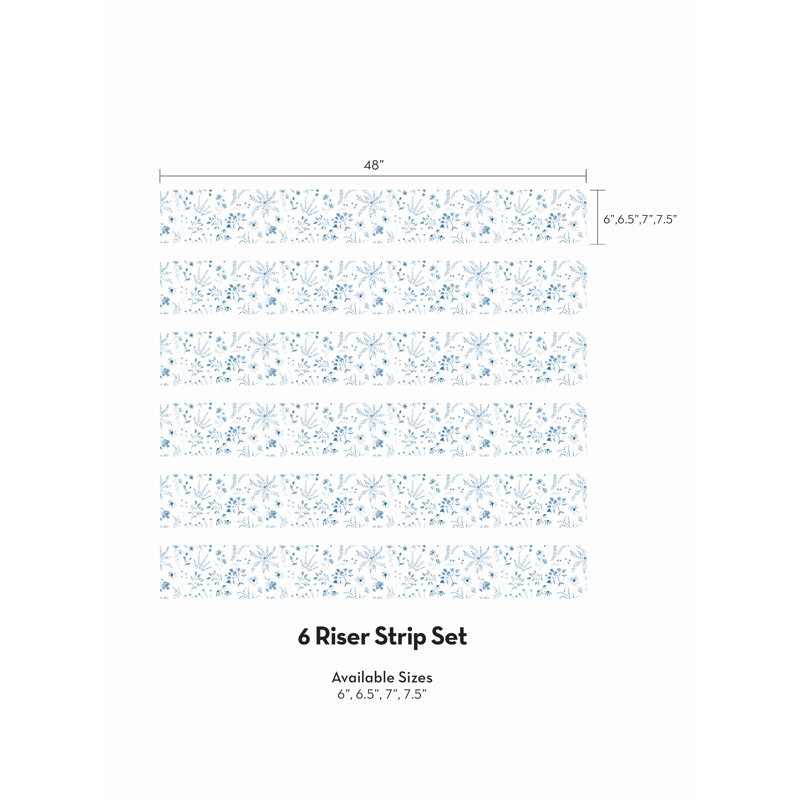 Élévateur de plantes à motif floral, H 7,5 po x l 48 po, Bleu