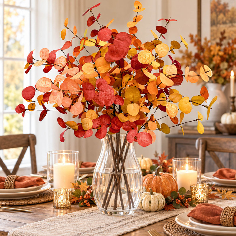 Lot de 6 tiges d'eucalyptus artificiel de 71 cm (28 pouces) pour la décoration de mariage d'automne et de l'Action de grâce