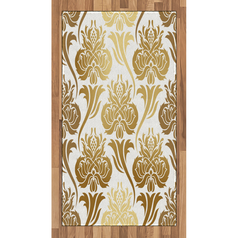 Damask High Density Long Fiber Poly Threads Decorative Area Rug Carpet, Rectangle 2'7" x 5'