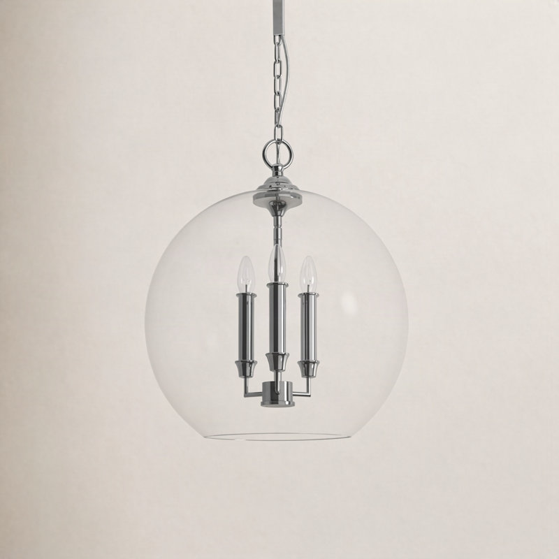 3-Light Globe Pendant, Chrome