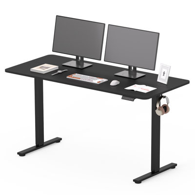 48'' Electric Height Adjustable Standing Desk With Splice Top, Black