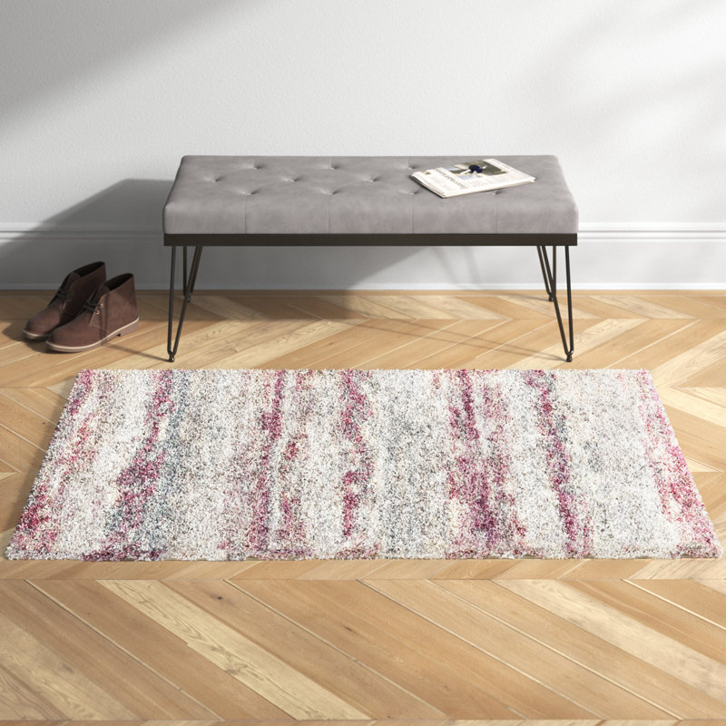 Nila Abstract Ivory/Pink Area Rug, Rectangle 5'3" x 7'6"