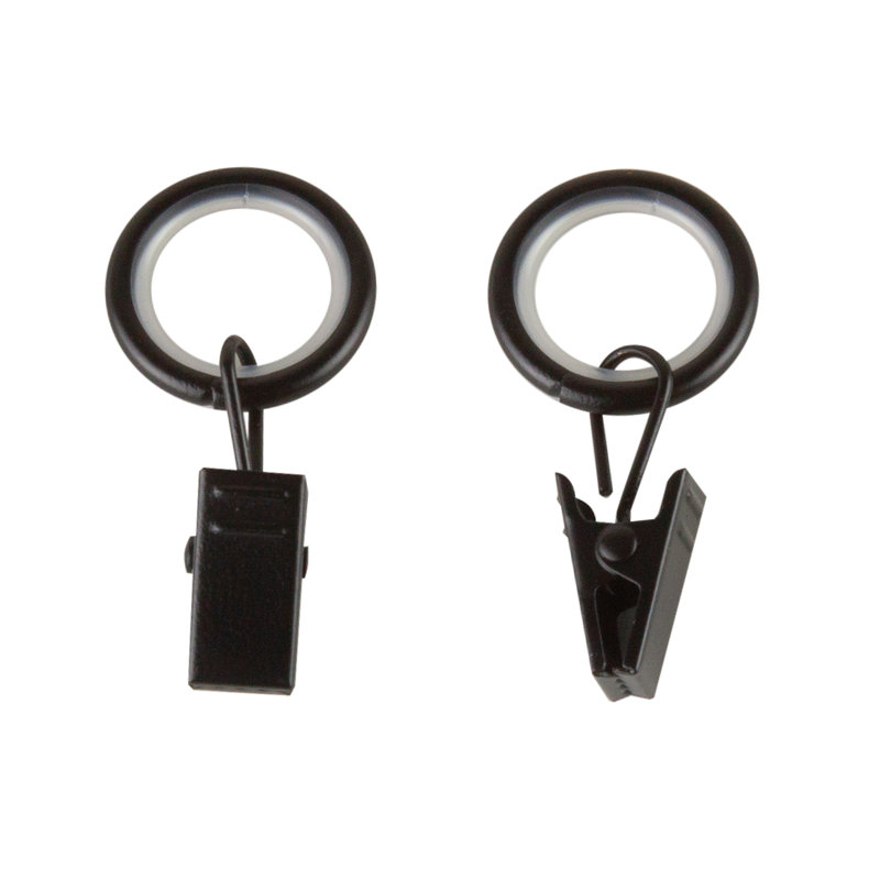 Anneaux de rideau Widmer, 9/16", Noir