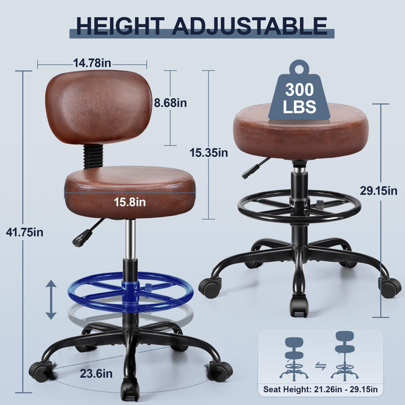 Chaise de dessinateur avec dossier, Brun braisé, Mat