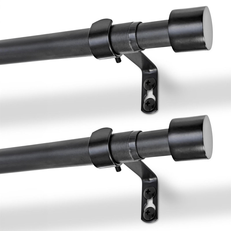 Harbour Housewares Extendable Metal Curtain Poles Kit, 2cm H x 150cm L x 2cm W, Matte Black