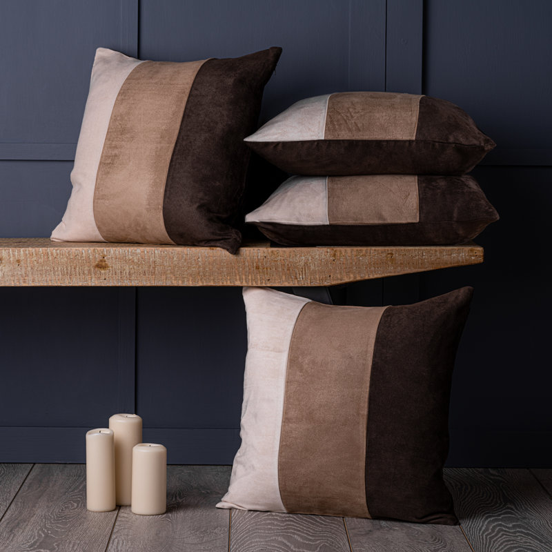 Baxter Striped Square Throw Pillow Cover, Brown