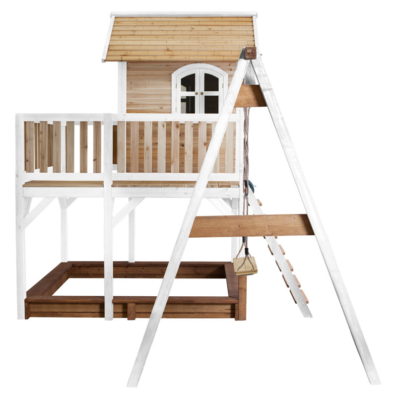 AXI 541cm W x 277cm D Outdoor Hemlock Wood Playhouse, Brown/White/Grey