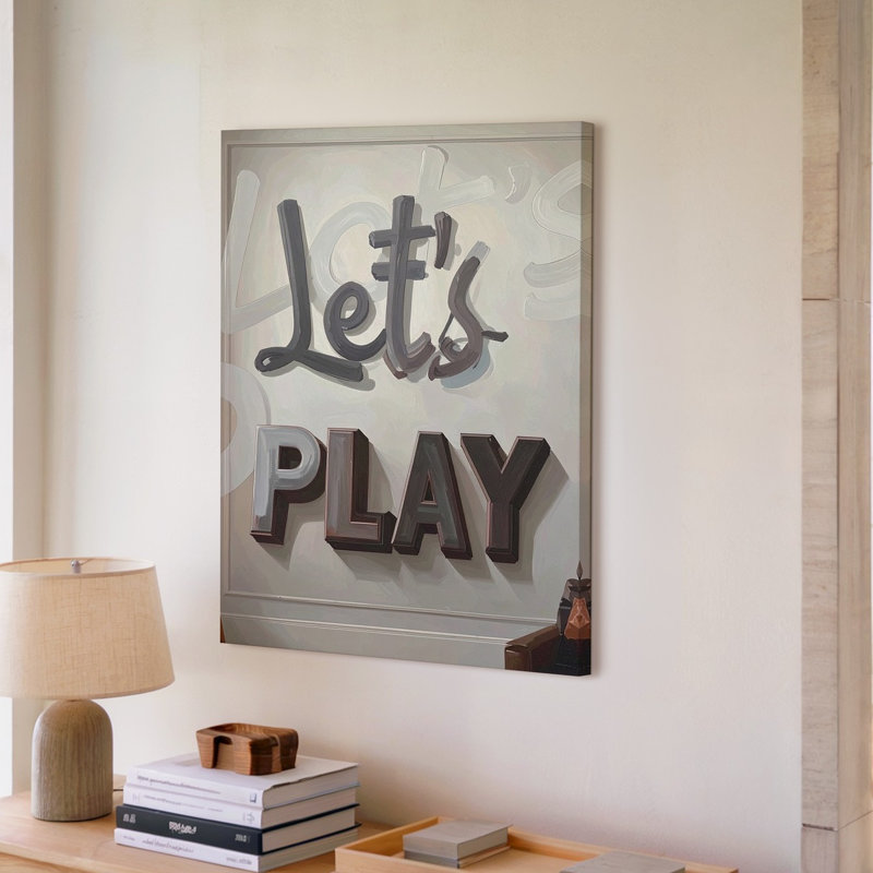 Toile «Let S Play», jeu typographique audacieux lorsque l'écran s'éclaire, H 20 po x l 20 po