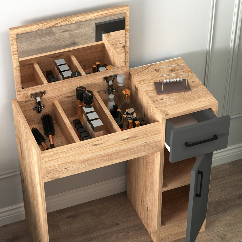 Makeup Vanity With Mirror Ellian, Atlantic Pine/Anthracite