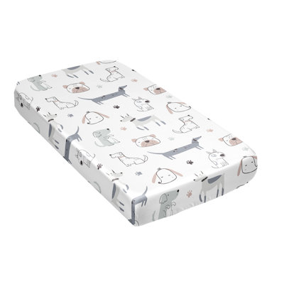 Cartoon Puppy Satin Fitted Crib Sheet