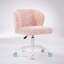 Fauteuil de bureau ergonomique en fausse fourrure de lapin avec dossier réglable et massage lombaire, rose
