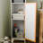 Bathroom Tall Storage Cabinet with Bamboo Slats Door