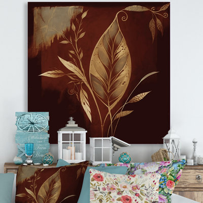 Terra Cotta chocolat feuilles IV - paysage mural forêt métallique - MT81405