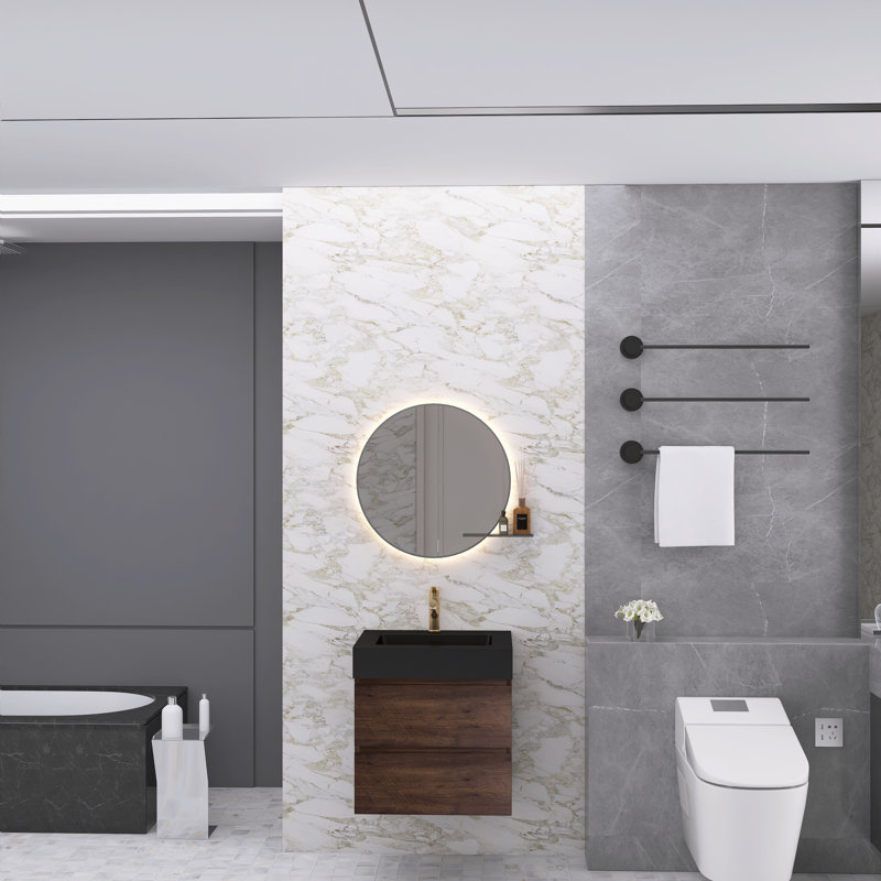 Ensemble de meuble-lavabo simple 24 po Najea, Brun, Noir mat